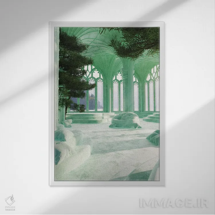 تابلو دکوراتیو اتاق رنگ نعناعی اثر جیمز ترالی - نمای قابدار سفید