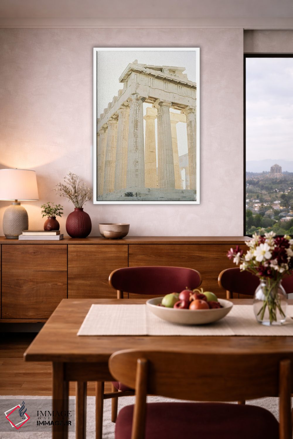 تابلو دکوراتیو ویرانه های یونانی در ساعت طلایی اثر جاستین میلتون - D3W