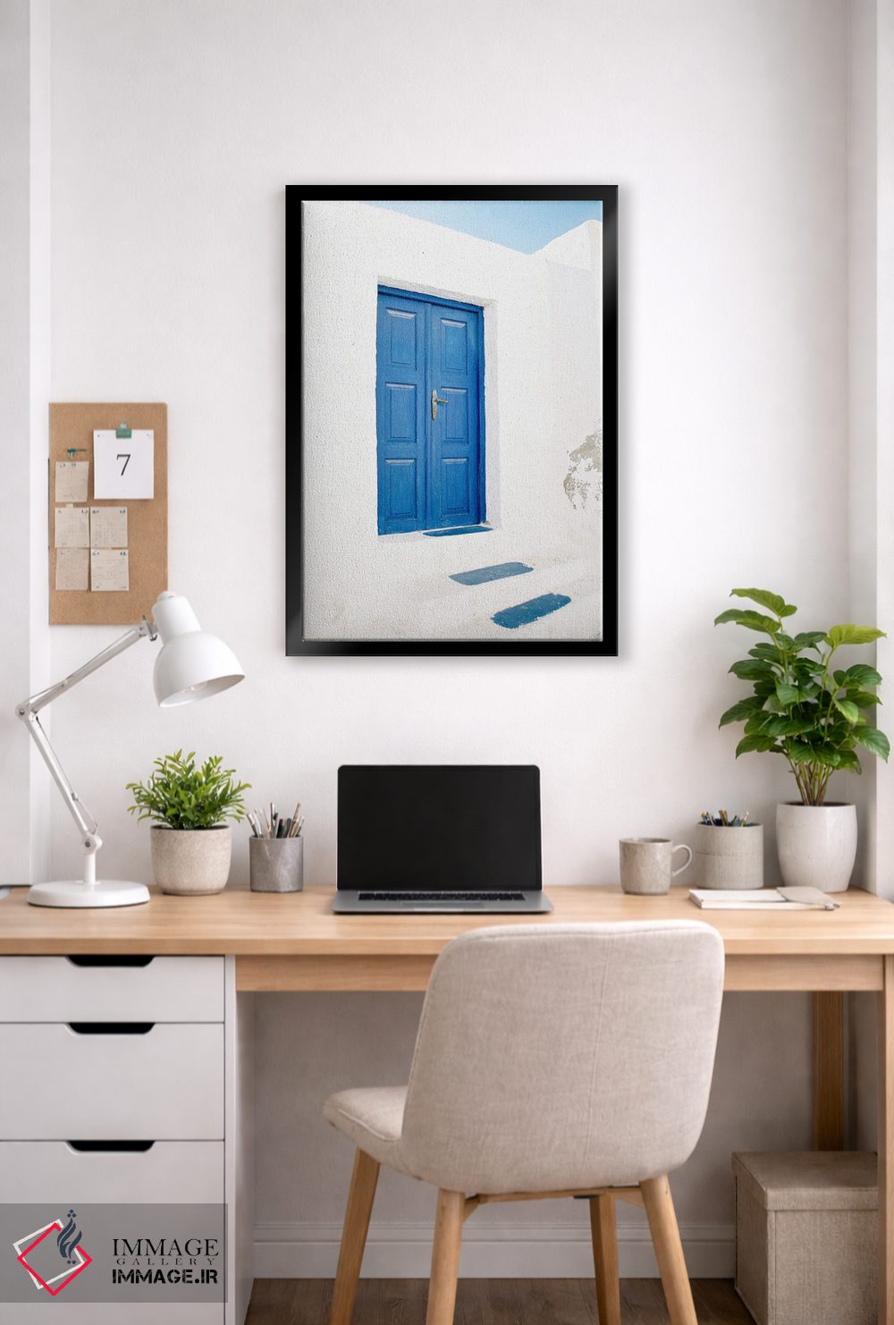 تابلو دکوراتیو در آبی سانتورینی اثر جاستین میلتون - D6B