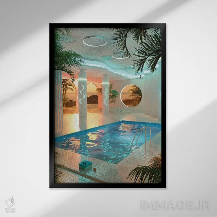 تابلو دکوراتیو استخر ویپر ویو اثر جیمز ترالی - نمای قابدار مشکی