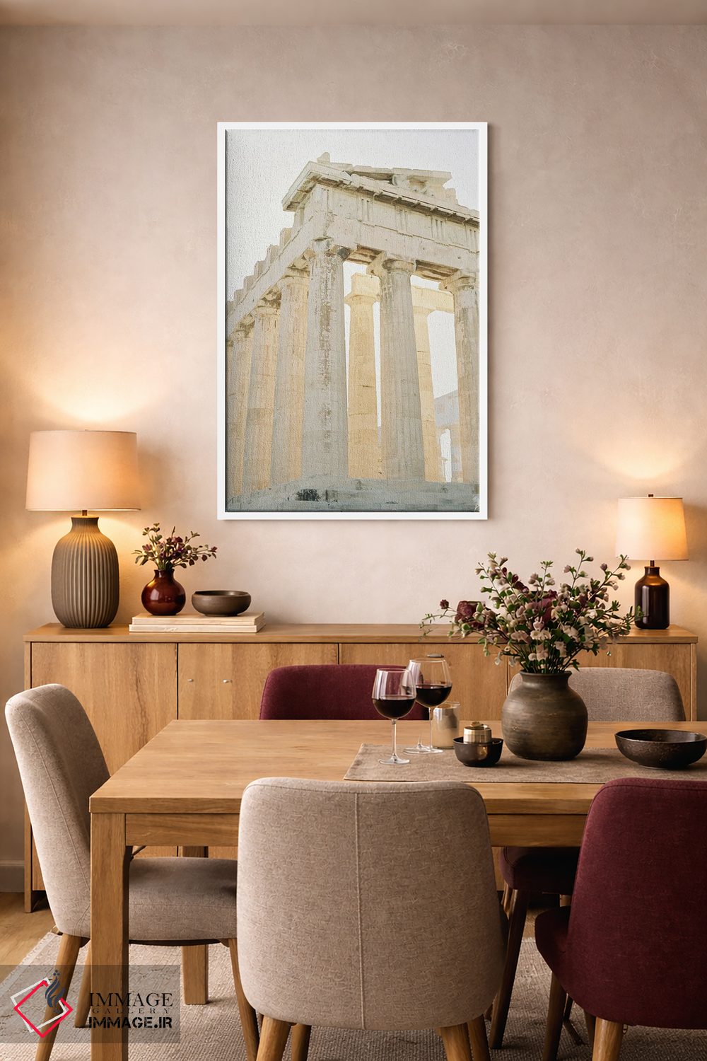 تابلو دکوراتیو ویرانه های یونانی در ساعت طلایی اثر جاستین میلتون - D5W