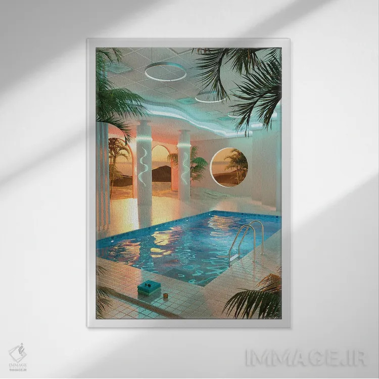 تابلو دکوراتیو استخر ویپر ویو اثر جیمز ترالی - نمای قابدار سفید