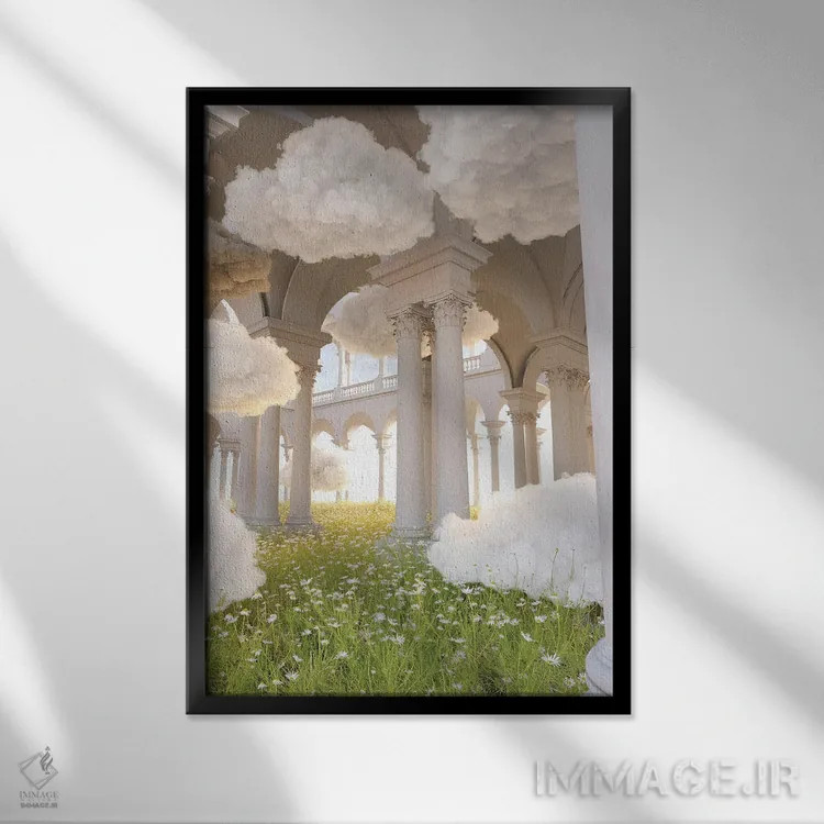 تابلو دکوراتیو باغ های ابری اثر جیمز ترالی - نمای قابدار مشکی