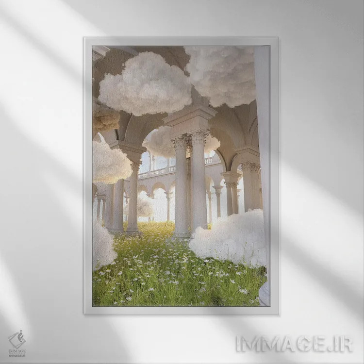 تابلو دکوراتیو باغ های ابری اثر جیمز ترالی - نمای قابدار سفید