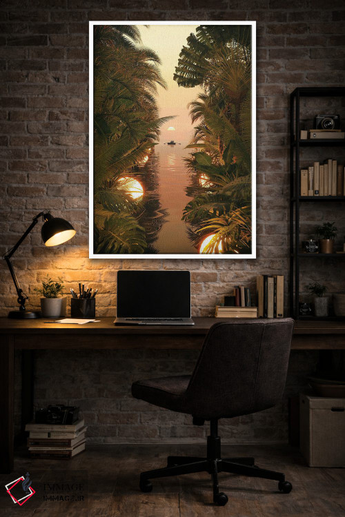 تابلو دکوراتیو عصر کنار تالاب اثر جیمز ترالی - D3W