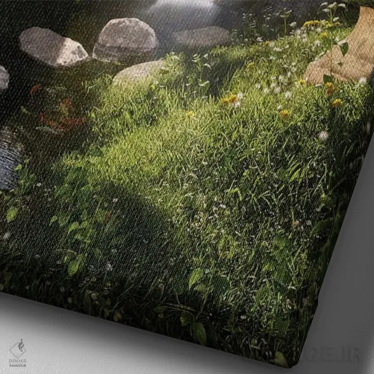 تابلو دکوراتیو باغ ذن اثر جیمز ترالی - نمای نزدیک بافت بوم