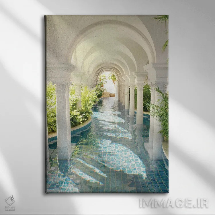 تابلو دکوراتیو سرزمین رویایی استخر طاق دار اثر جیمز ترالی - نمای روبهرو روی دیوار