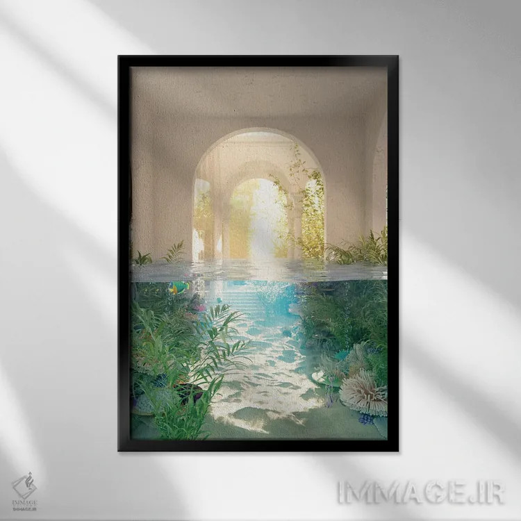 تابلو دکوراتیو مرجان های خانه ساحلی اثر جیمز ترالی - نمای قابدار مشکی