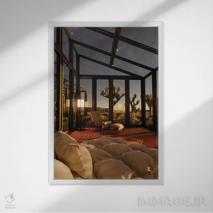 تابلو دکوراتیو درخت جاشوا اثر جیمز ترالی - نمای قابدار سفید