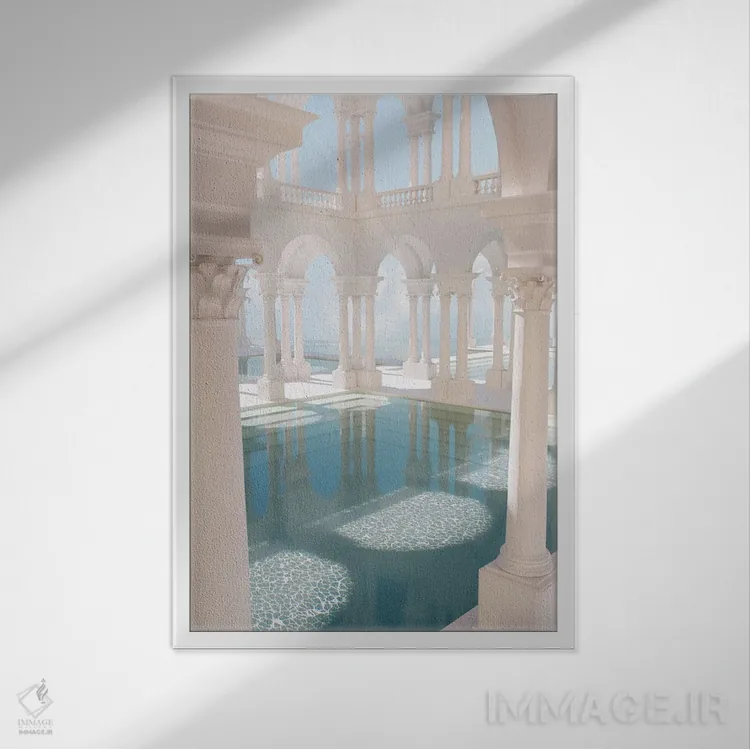 تابلو دکوراتیو استخرهای بی انتها اثر جیمز ترالی - نمای قابدار سفید
