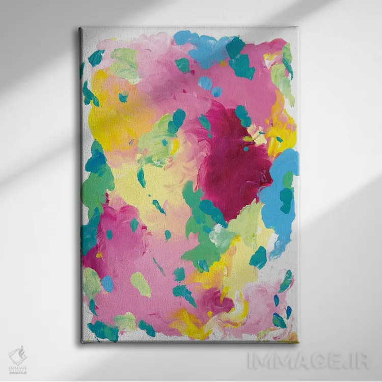 تابلو انتزاعی شروع های نو اثر جولیا بادو - نمای روبهرو روی دیوار