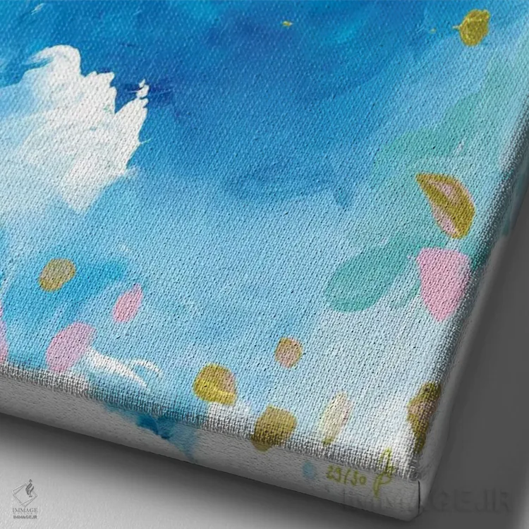 تابلو انتزاعی اقیانوس اثر جولیا بادو - نمای نزدیک بافت بوم