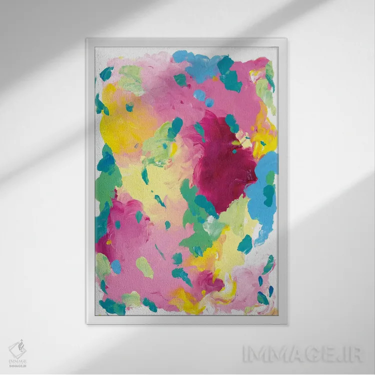 تابلو انتزاعی شروع های نو اثر جولیا بادو - نمای قابدار سفید