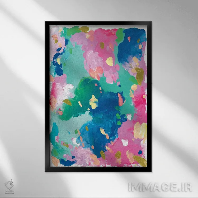 تابلو انتزاعی قرار بازی اثر جولیا بادو - نمای قابدار مشکی