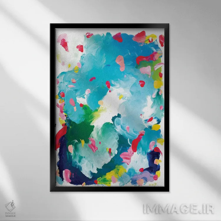 تابلو انتزاعی پونیو اثر جولیا بادو - نمای قابدار مشکی