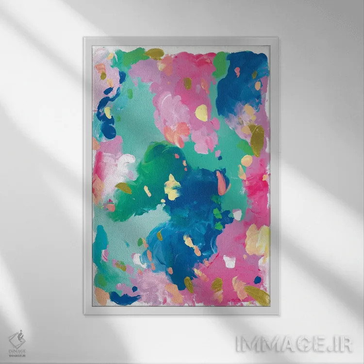 تابلو انتزاعی قرار بازی اثر جولیا بادو - نمای قابدار سفید