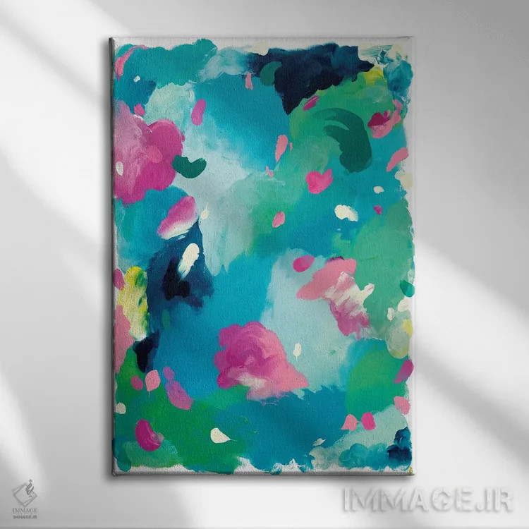 تابلو انتزاعی شادی وصف نشدنی اثر جولیا بادو - نمای روبهرو روی دیوار