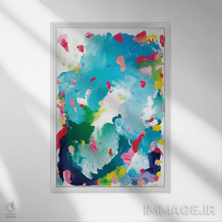 تابلو انتزاعی پونیو اثر جولیا بادو - نمای قابدار سفید