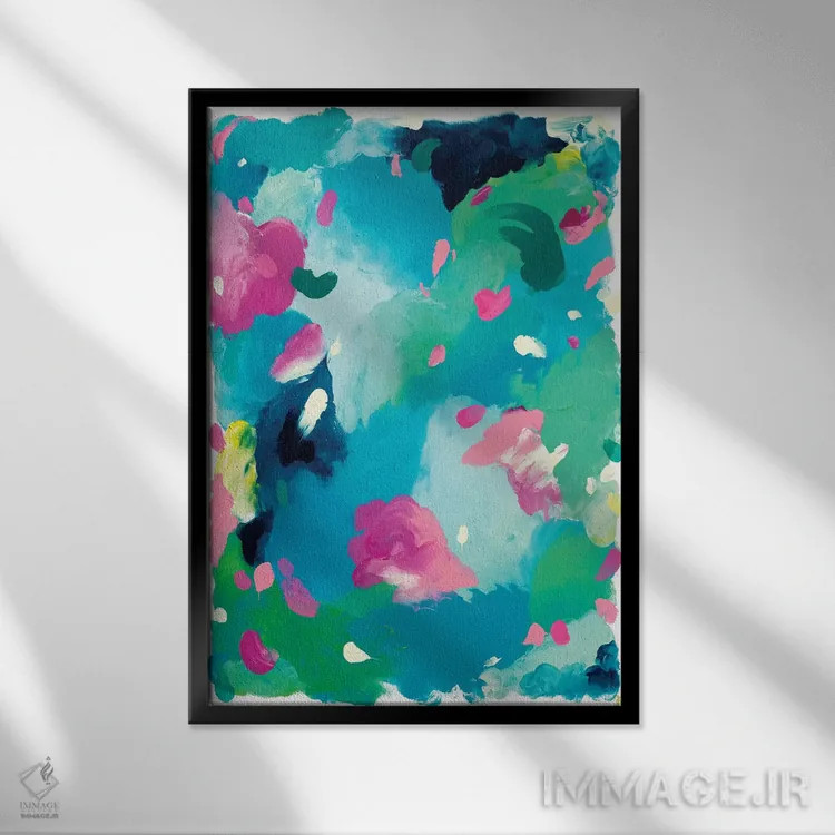 تابلو انتزاعی شادی وصف نشدنی اثر جولیا بادو - نمای قابدار مشکی