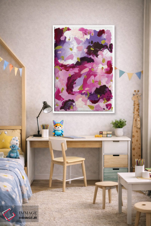 تابلو انتزاعی سپیده دم صورتی اثر جولیا بادو - D1W