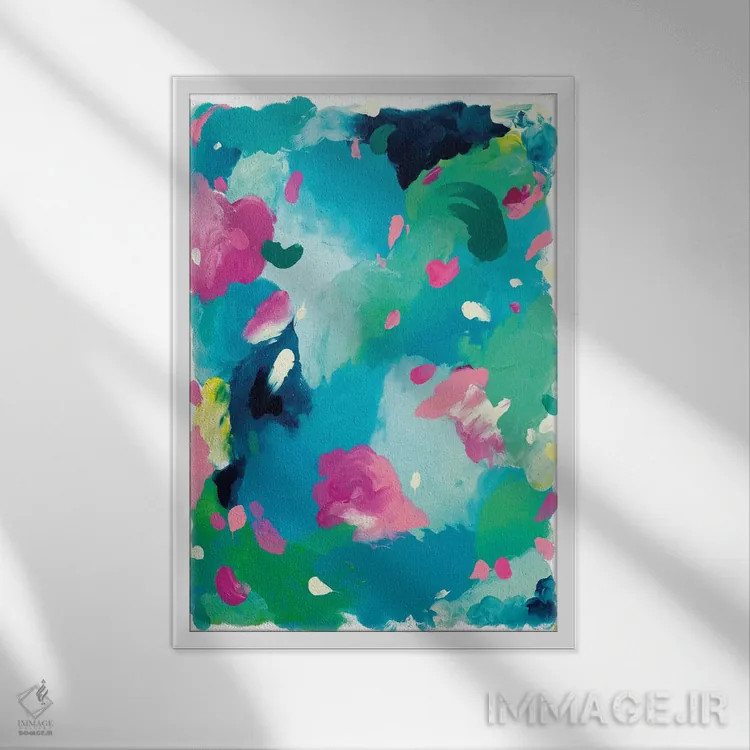 تابلو انتزاعی شادی وصف نشدنی اثر جولیا بادو - نمای قابدار سفید