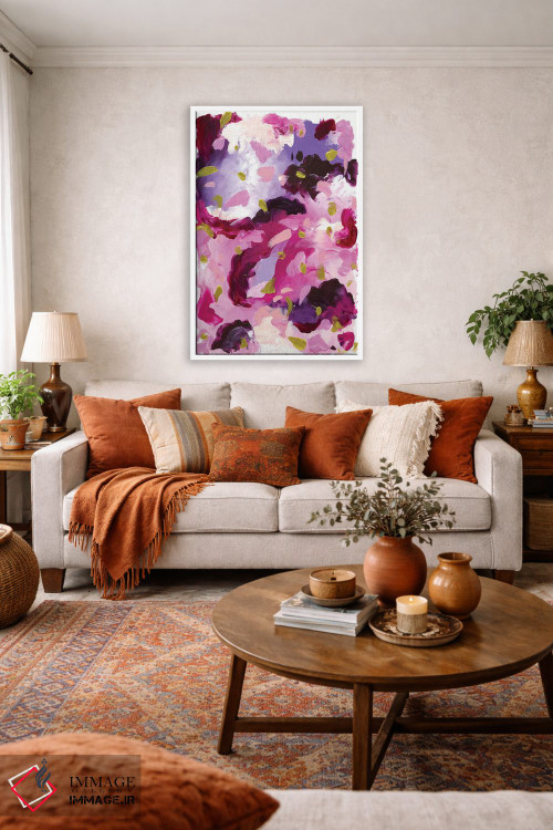 تابلو انتزاعی سپیده دم صورتی اثر جولیا بادو - D3W