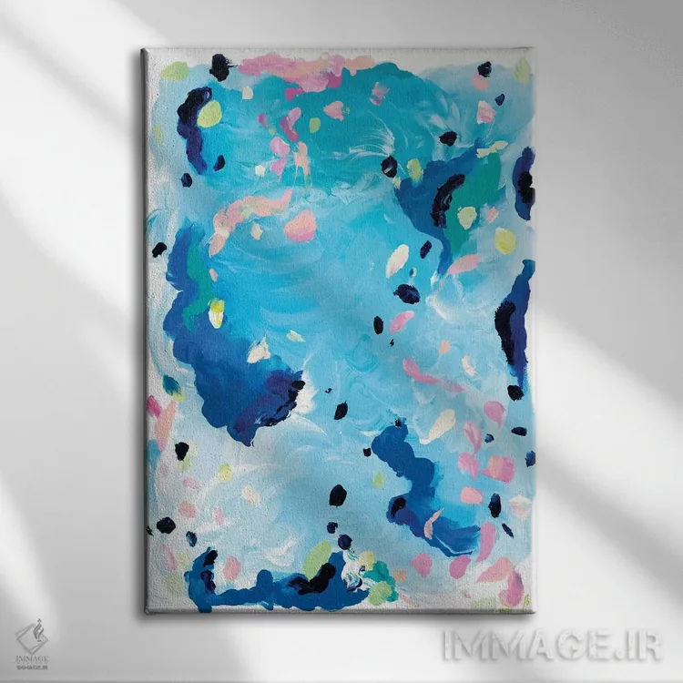 تابلو انتزاعی جزر و مد اثر جولیا بادو - نمای روبهرو روی دیوار