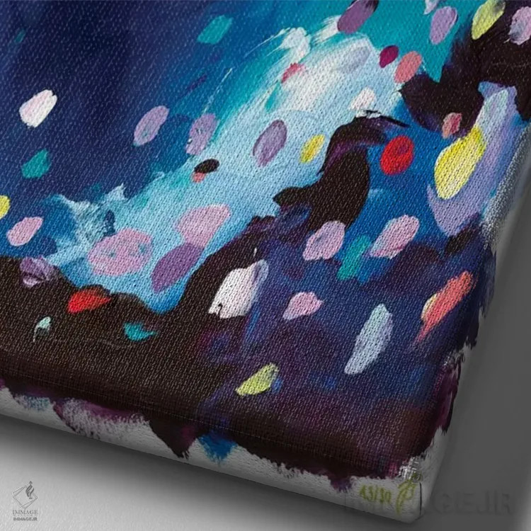 تابلو انتزاعی زیر دریا اثر جولیا بادو - نمای نزدیک بافت بوم