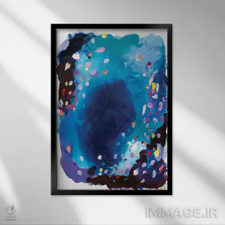 تابلو انتزاعی زیر دریا اثر جولیا بادو - نمای قابدار مشکی