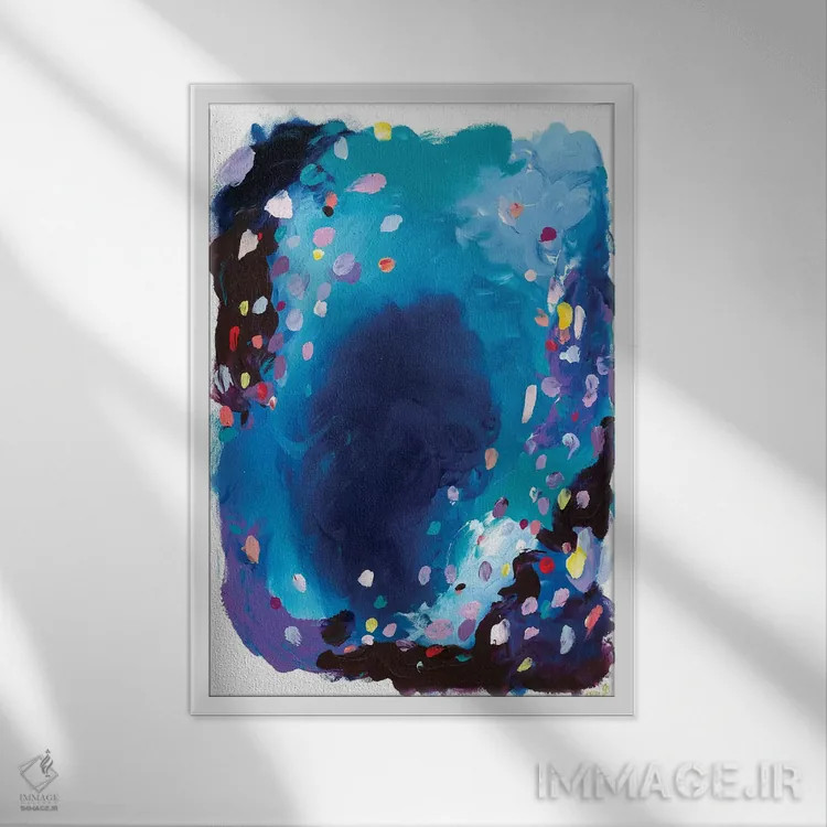 تابلو انتزاعی زیر دریا اثر جولیا بادو - نمای قابدار سفید