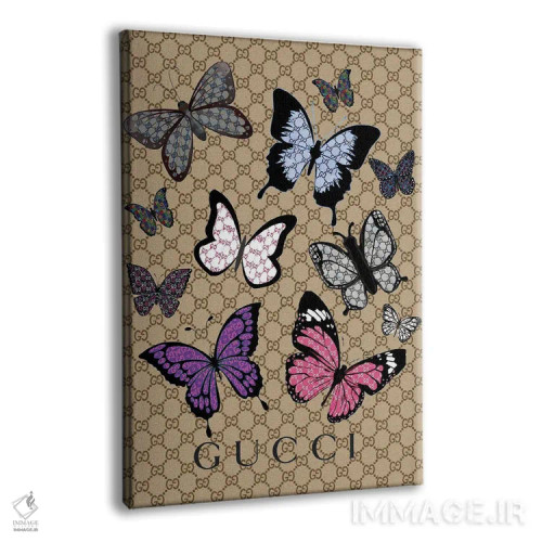 تابلو دکوراتیو پروانه های گوچی اثر جولی شریبر - نمای پرسپکتیو محصول