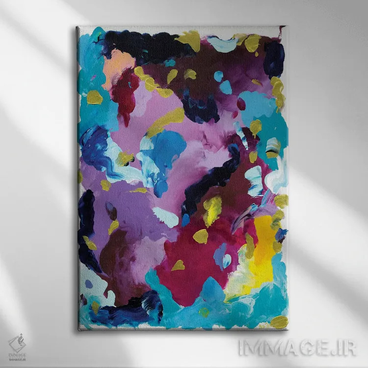 تابلو انتزاعی روی وحشی اثر جولیا بادو - نمای روبهرو روی دیوار