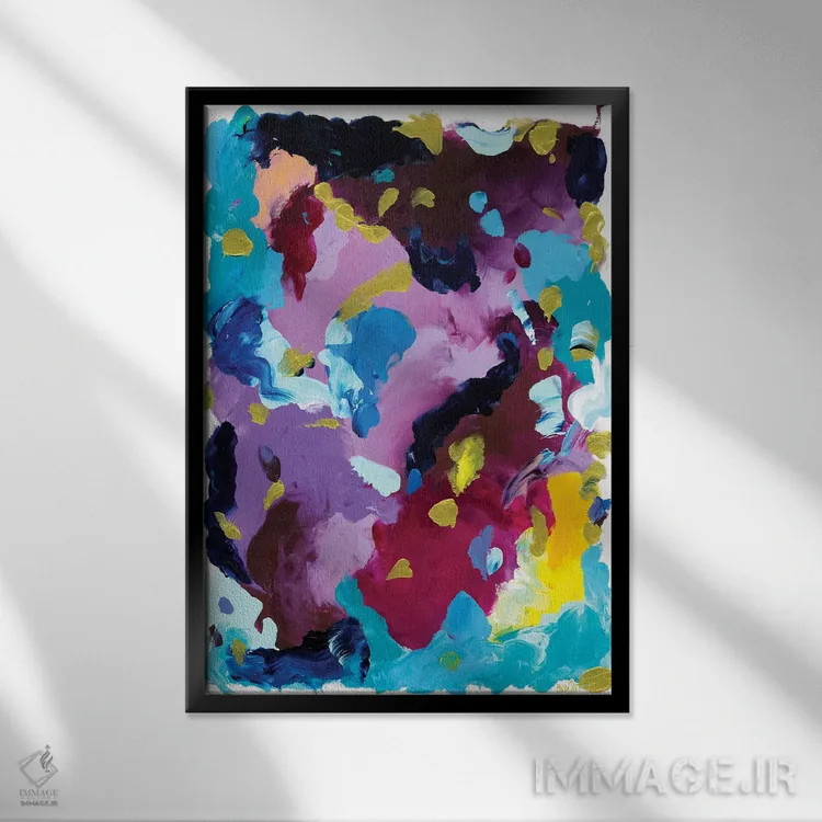 تابلو انتزاعی روی وحشی اثر جولیا بادو - نمای قابدار مشکی