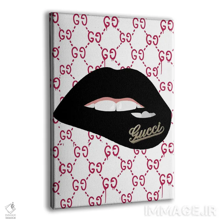 تابلو دکوراتیو لب های گوچی اثر جولی شریبر - نمای پرسپکتیو محصول