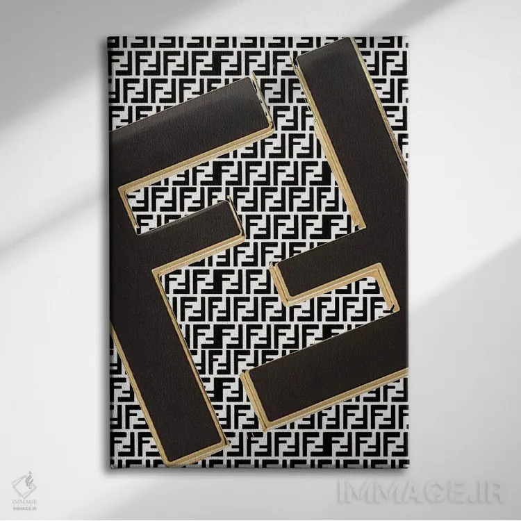 تابلو دکوراتیو طرح لوگوی فندی اثر جولی شریبر - نمای روبهرو روی دیوار