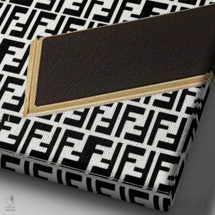 تابلو دکوراتیو طرح لوگوی فندی اثر جولی شریبر - نمای نزدیک بافت بوم