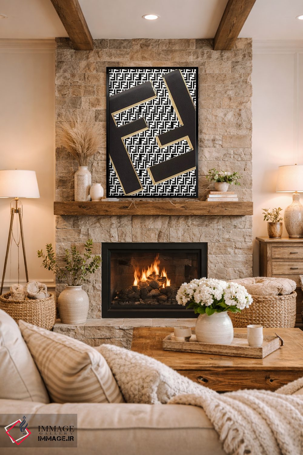 تابلو دکوراتیو طرح لوگوی فندی اثر جولی شریبر - D1B