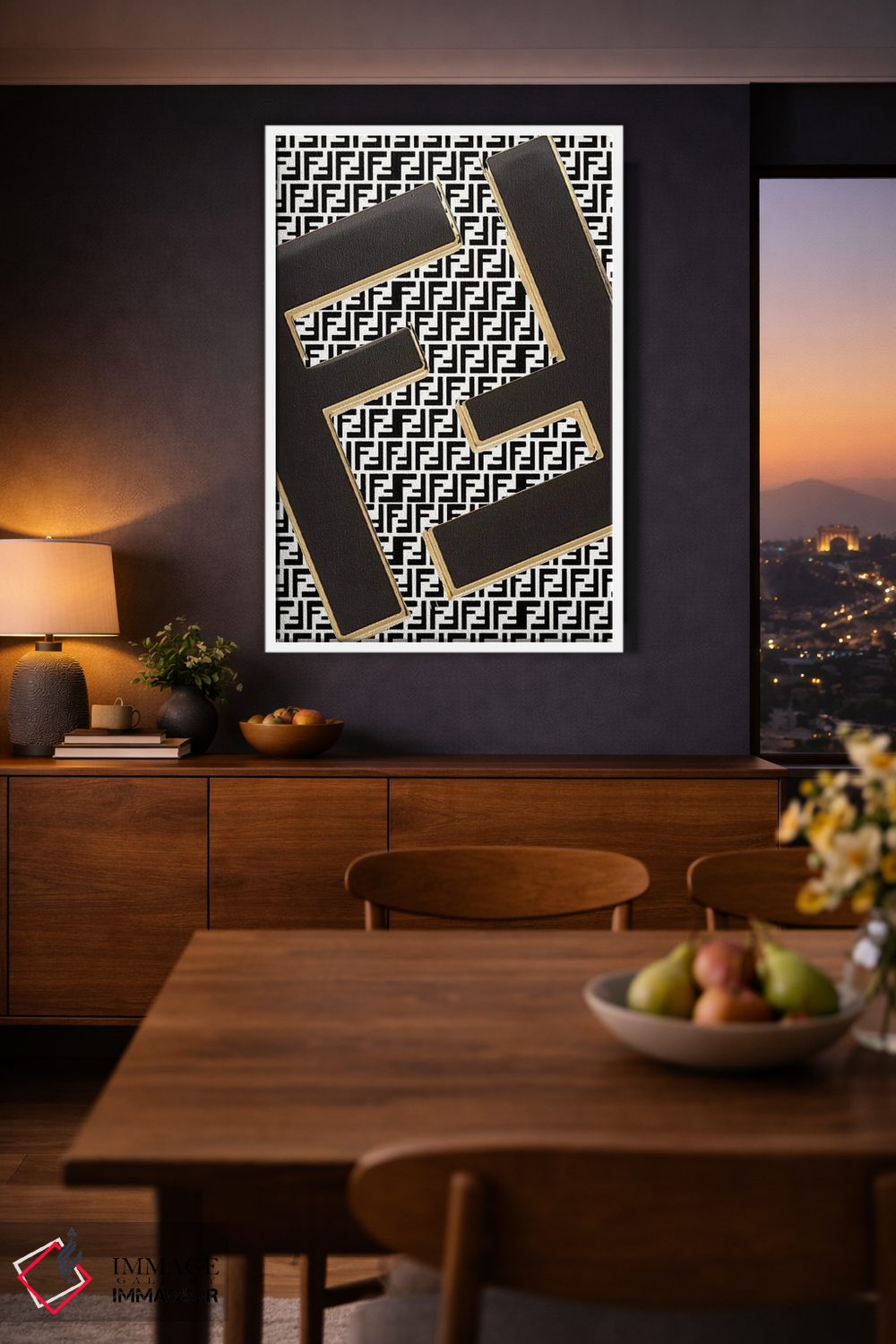 تابلو دکوراتیو طرح لوگوی فندی اثر جولی شریبر - D3W