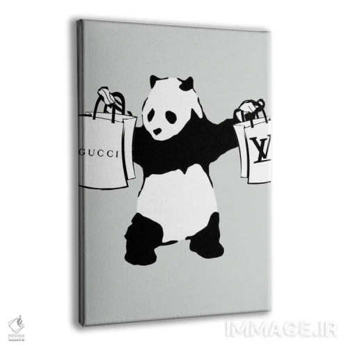 تابلو دکوراتیو پاندای مسلح با گوچی و لویی ویتون اثر جولی شریبر - نمای پرسپکتیو محصول