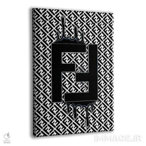 تابلو دکوراتیو لوگوی آبی فندی با قطره ها اثر جولی شریبر - نمای پرسپکتیو محصول