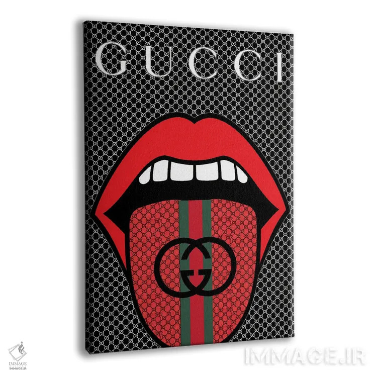 تابلو دکوراتیو پاپ آرت با لوگوی گوچی اثر جولی شریبر - نمای پرسپکتیو محصول
