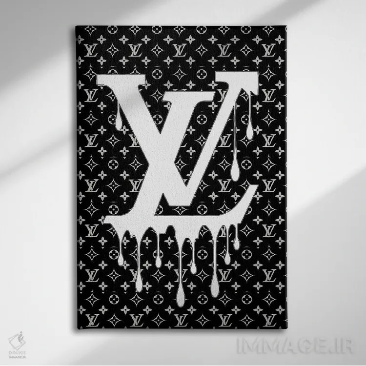 تابلو دکوراتیو لوییز ویتون سیاه و سفید اثر جولی شریبر - نمای روبهرو روی دیوار