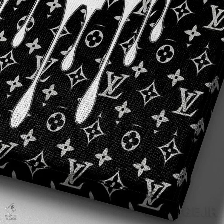 تابلو دکوراتیو لوییز ویتون سیاه و سفید اثر جولی شریبر - نمای نزدیک بافت بوم