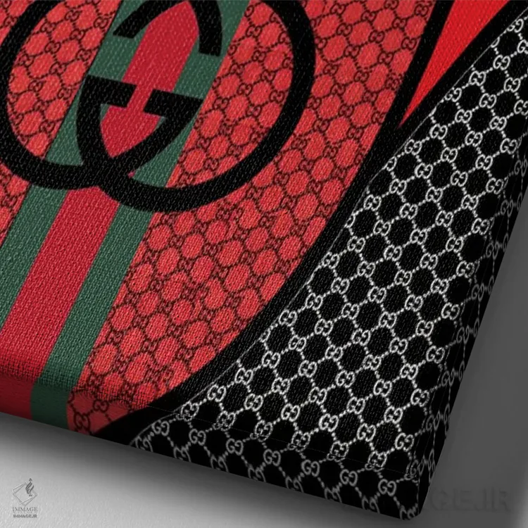 تابلو دکوراتیو پاپ آرت با لوگوی گوچی اثر جولی شریبر - نمای نزدیک بافت بوم