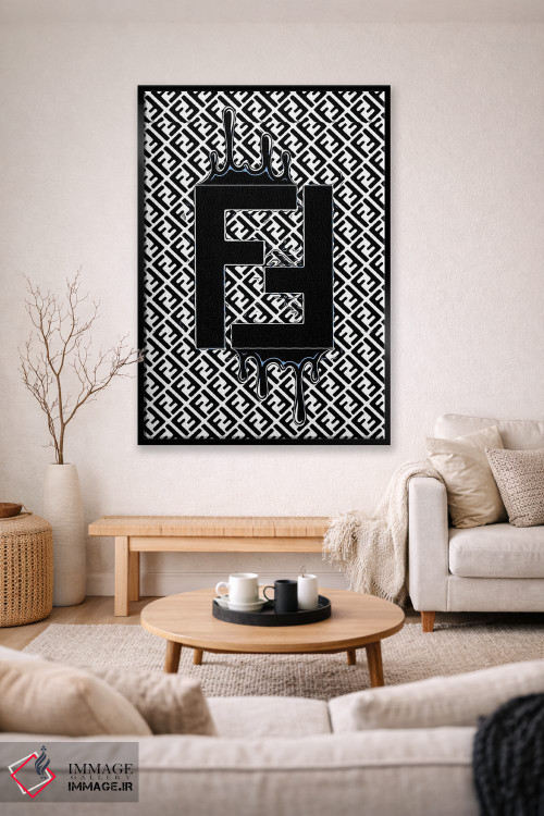 تابلو دکوراتیو لوگوی آبی فندی با قطره ها اثر جولی شریبر - D2B