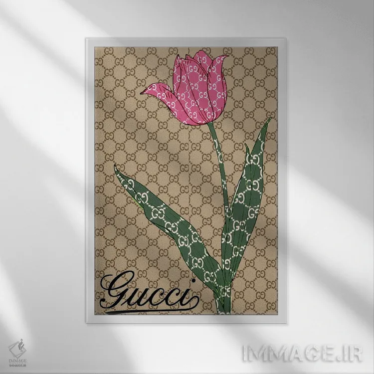 تابلو دکوراتیو گل گوچی اثر جولی شریبر - نمای قابدار سفید