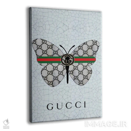 تابلو دکوراتیو پروانه با لوگوی گوچی اثر جولی شریبر - نمای پرسپکتیو محصول