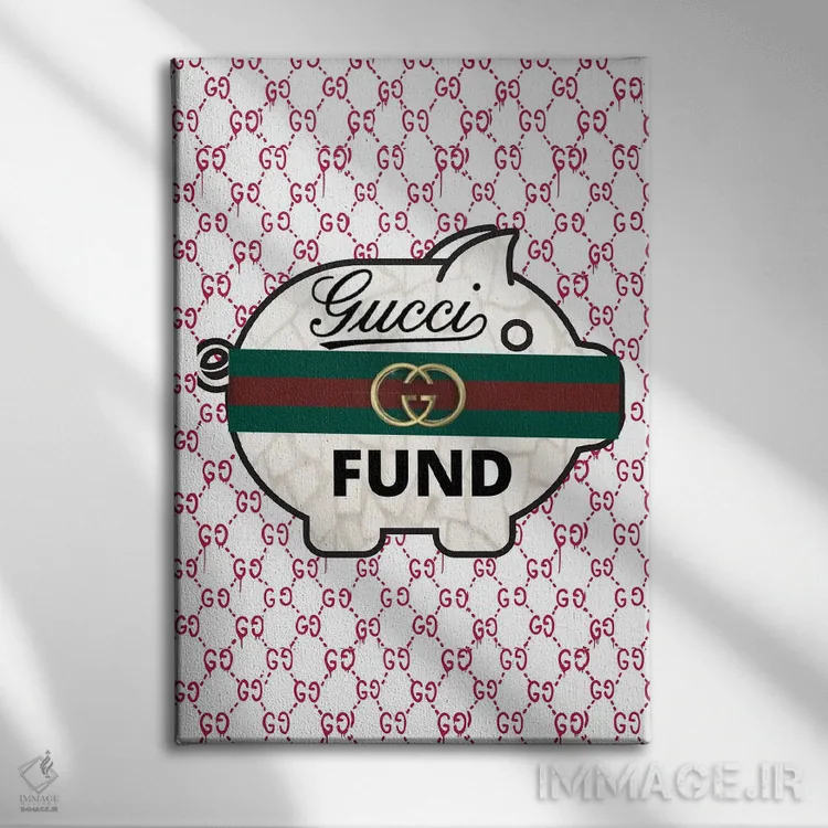 تابلو دکوراتیو سرمایه گذاری گوچی اثر جولی شریبر - نمای روبهرو روی دیوار