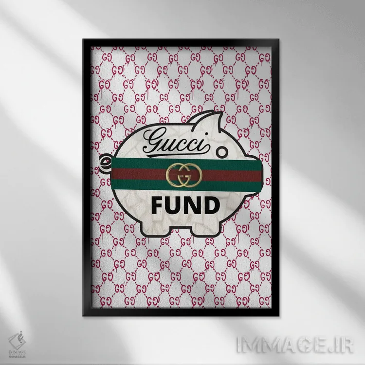 تابلو دکوراتیو سرمایه گذاری گوچی اثر جولی شریبر - نمای قابدار مشکی