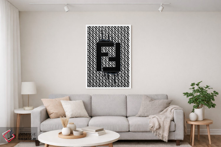 تابلو دکوراتیو لوگوی آبی فندی با قطره ها اثر جولی شریبر - D3W